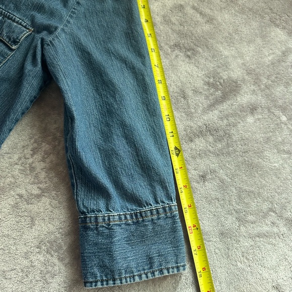Old Navy Blue Denim Shirt 3/4 Sleeves - Picture 9 of 9